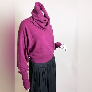 Vintage 1970s Kenzo Jungle Jap Raspberry Oversized Turtleneck Sweater Small XS